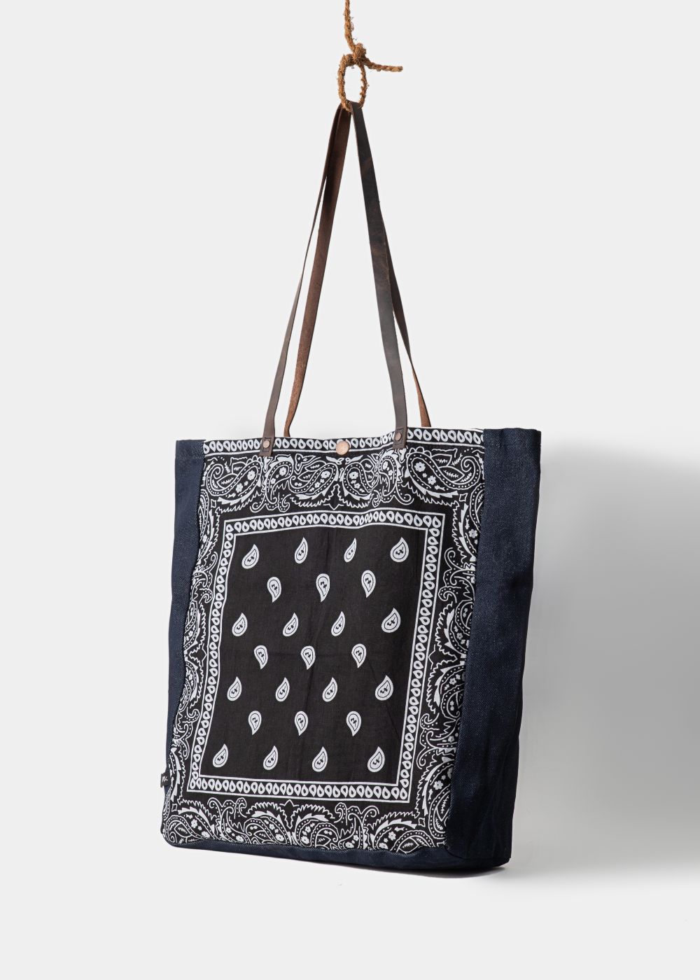1947 Girls Bandana Bag in Black Made with Printed Denim