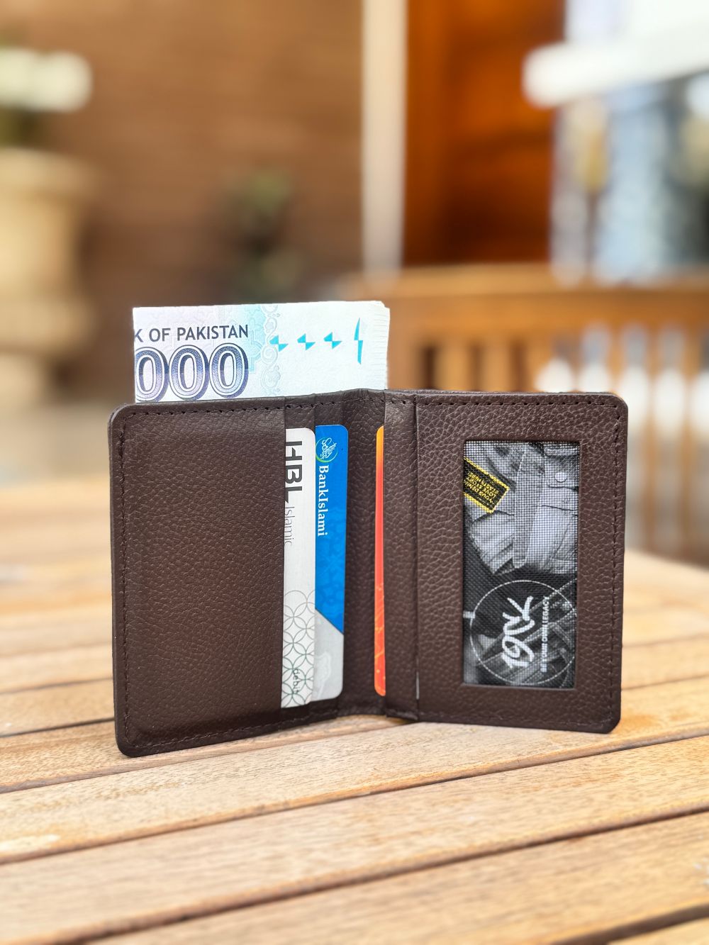 Brown Leather Compact Cardholder wallet with compact and smart design by 1947 Clothing