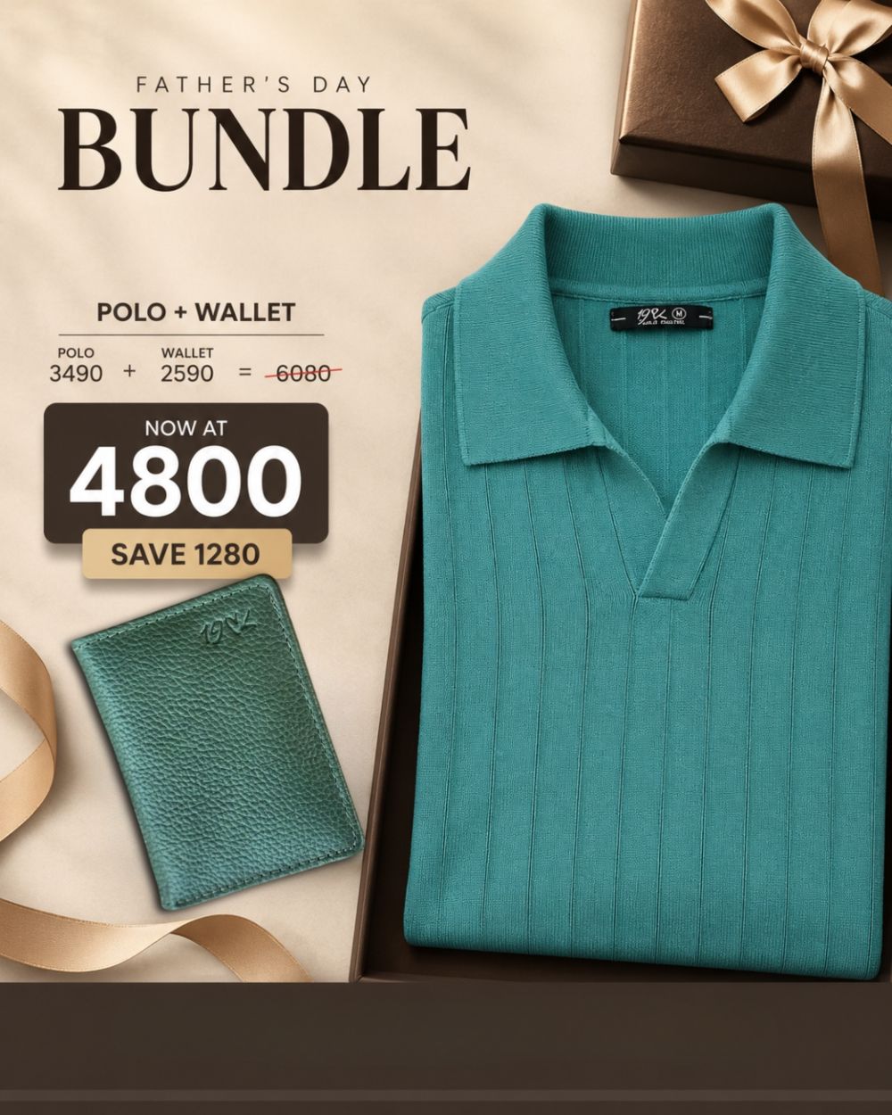 Father's Day Bundle Drop Needle Polo+Compact Wallet