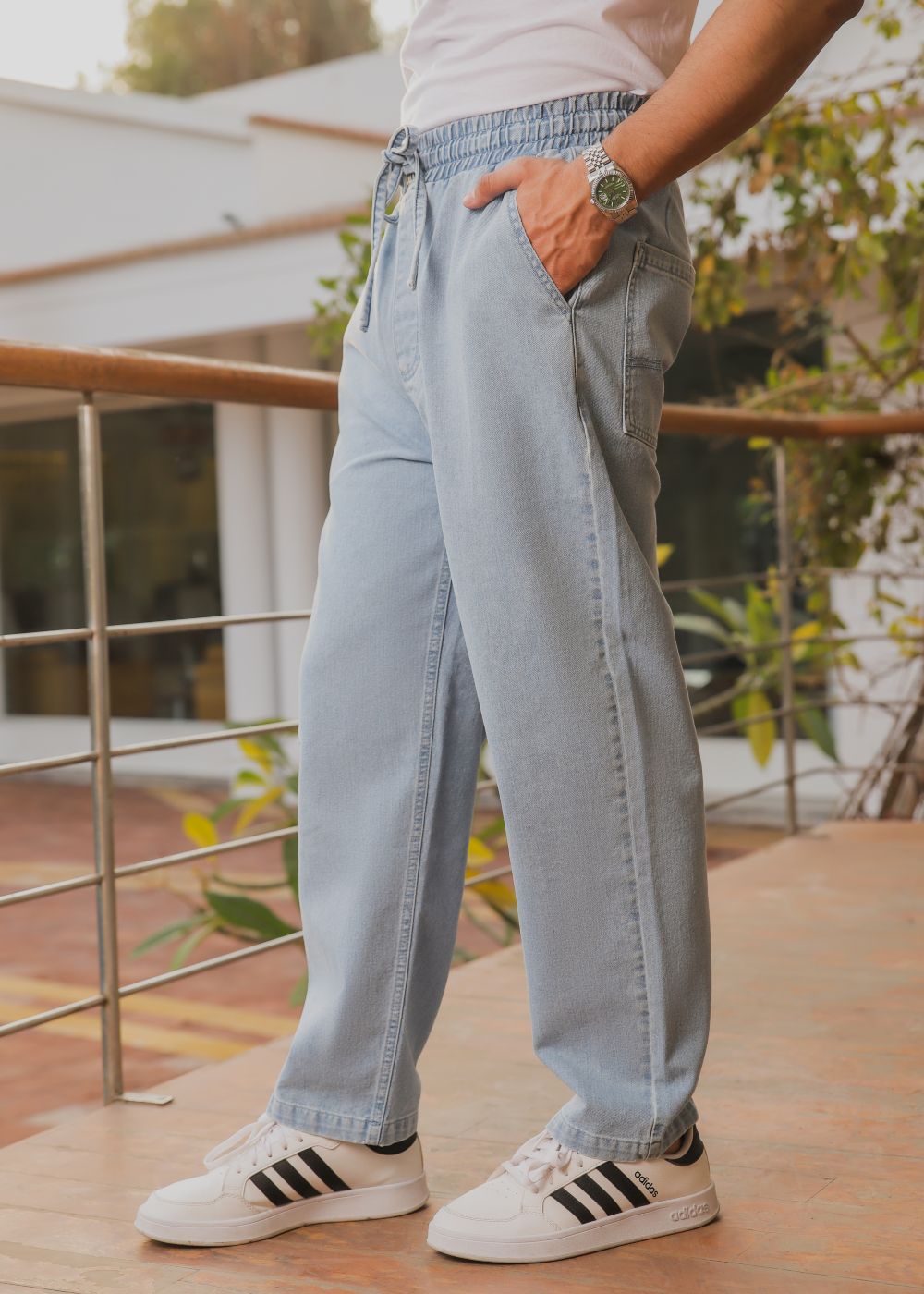 Ice Blue Relaxed Jog Jeans