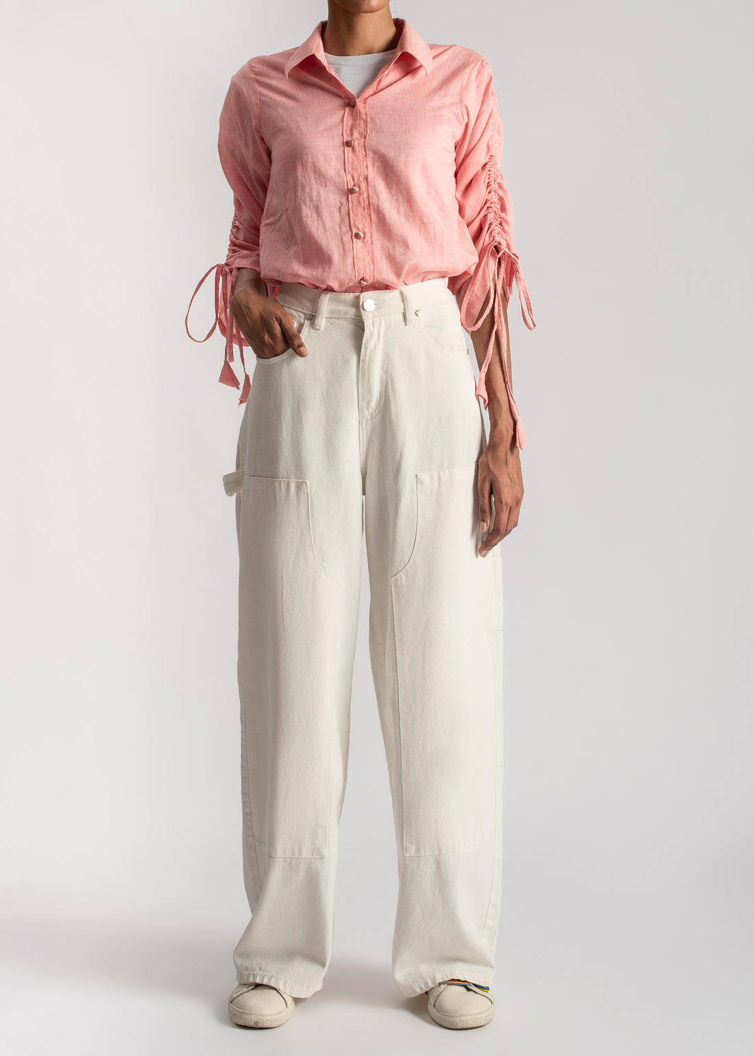 Women's White Skater Jeans in relaxed, loose-fitting style