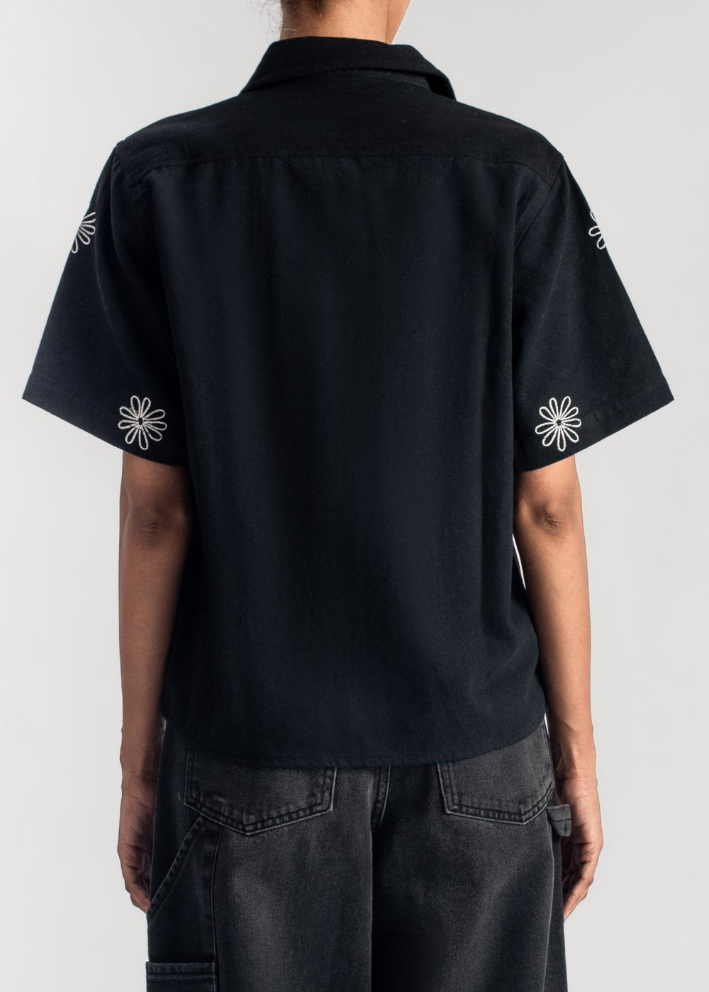 Women's Black Floral Boxy Shirt