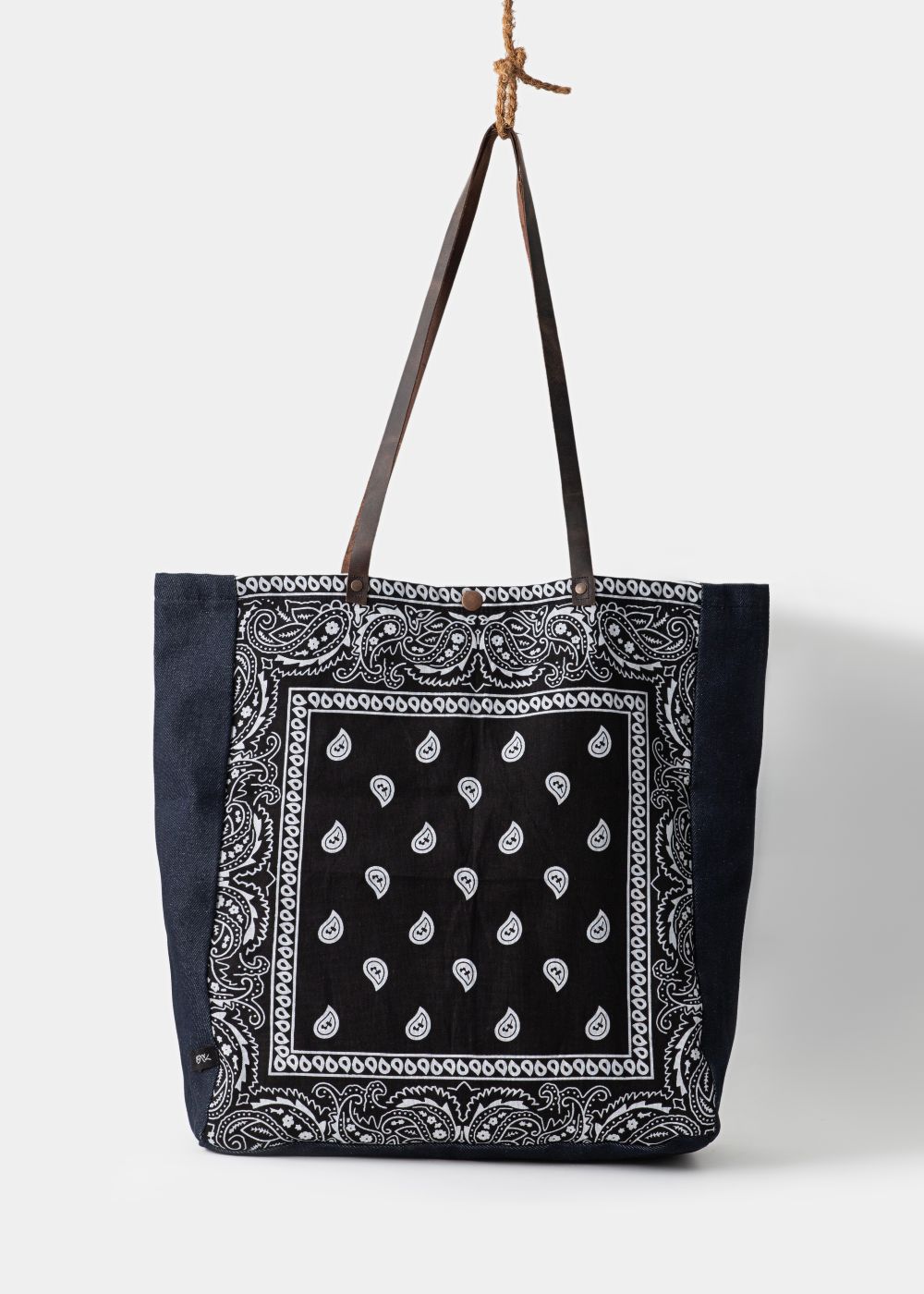 1947 Girls Bandana Bag in Black Made with Printed Denim