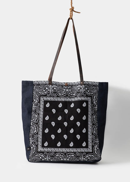 1947 Girls Bandana Bag in Black Made with Printed Denim