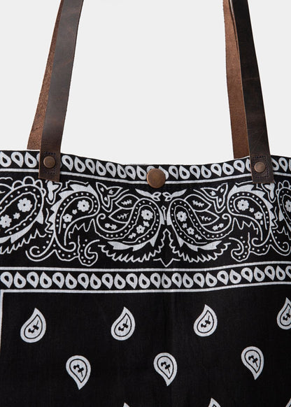 1947 Girls Bandana Bag in Black Made with Printed Denim