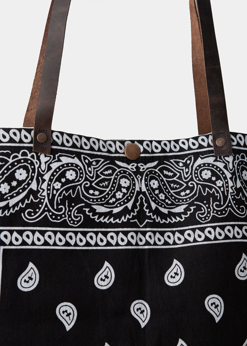 1947 Girls Bandana Bag in Black Made with Printed Denim