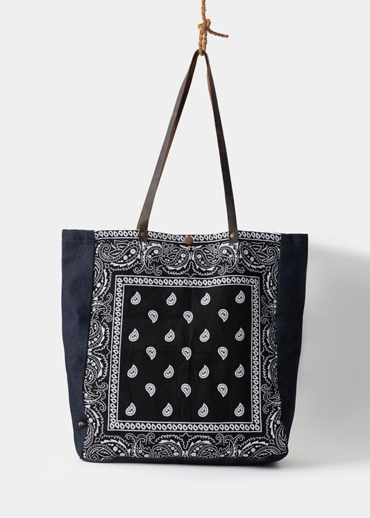 1947 Girls Bandana Bag in Black Made with Printed Denim