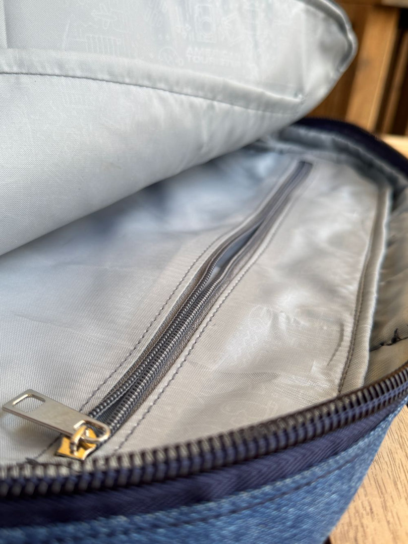 Denim Laptop Sleeve made with lining and inner pouches for safe and secure storage by 1947 Clothing