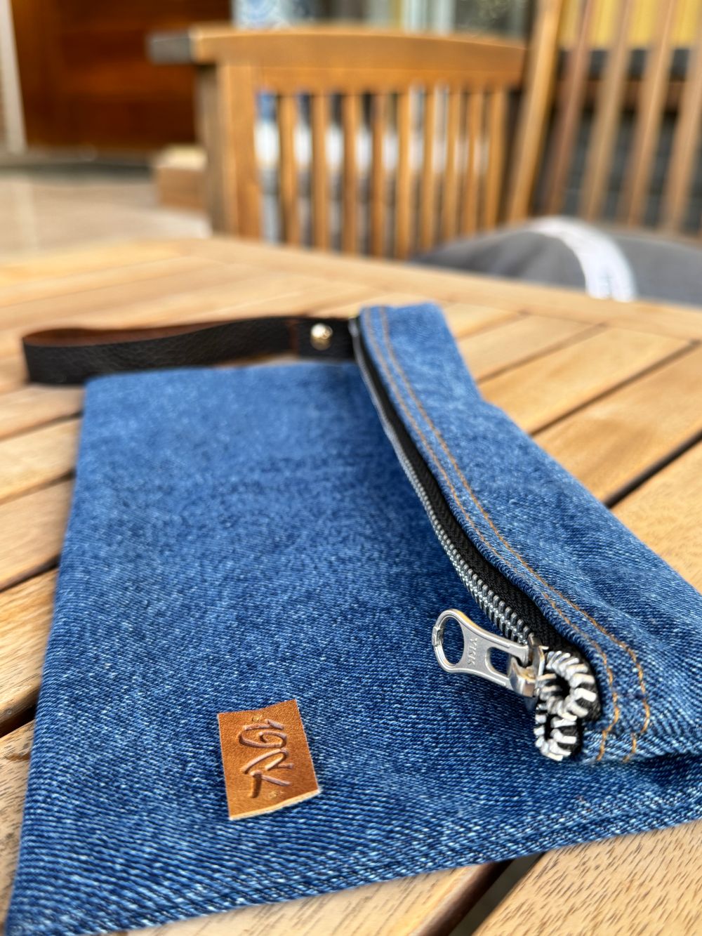 Denim Pouch with Zip on top that can be used for Multi Purposes made by 1947 Clothing