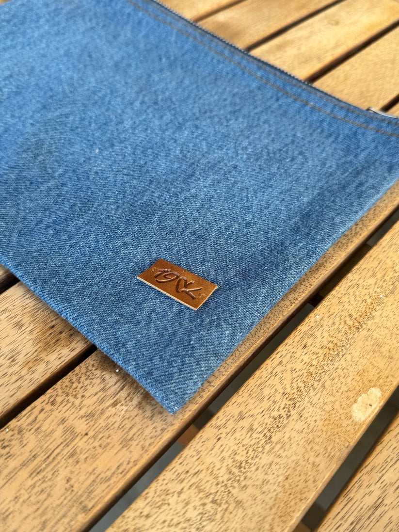 Denim Pouch with Zip on top that can be used for Multi Purposes made by 1947 Clothing