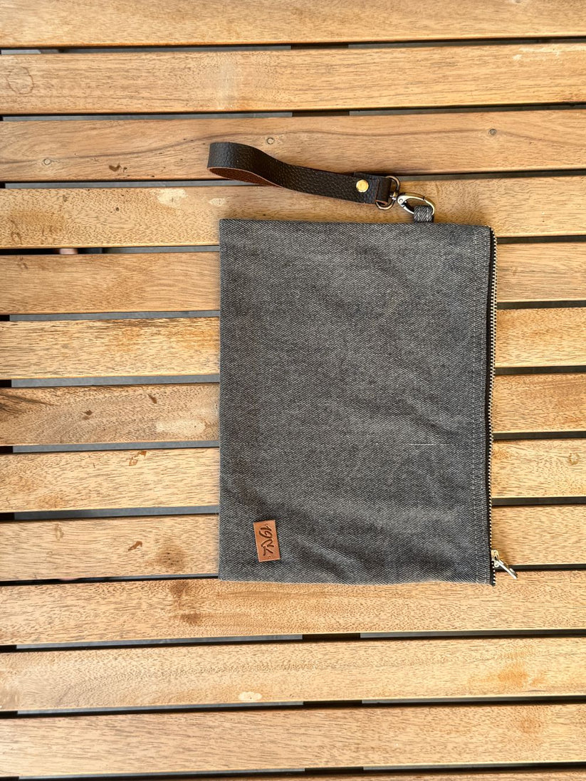 Denim Pouch with Zip on top that can be used for Multi Purposes made by 1947 Clothing