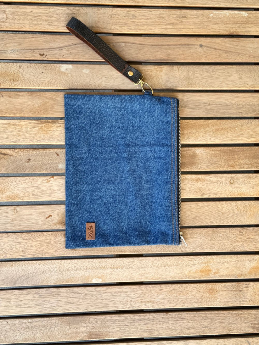 Denim Pouch with Zip on top that can be used for Multi Purposes made by 1947 Clothing
