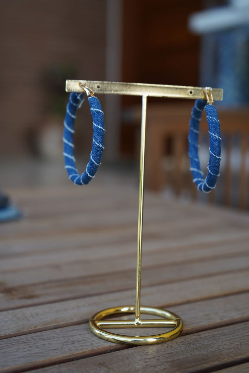 Denim Round Earring made by 1947 Clothing