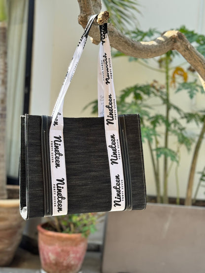 1947 Signature Denim Tote Bag in Black