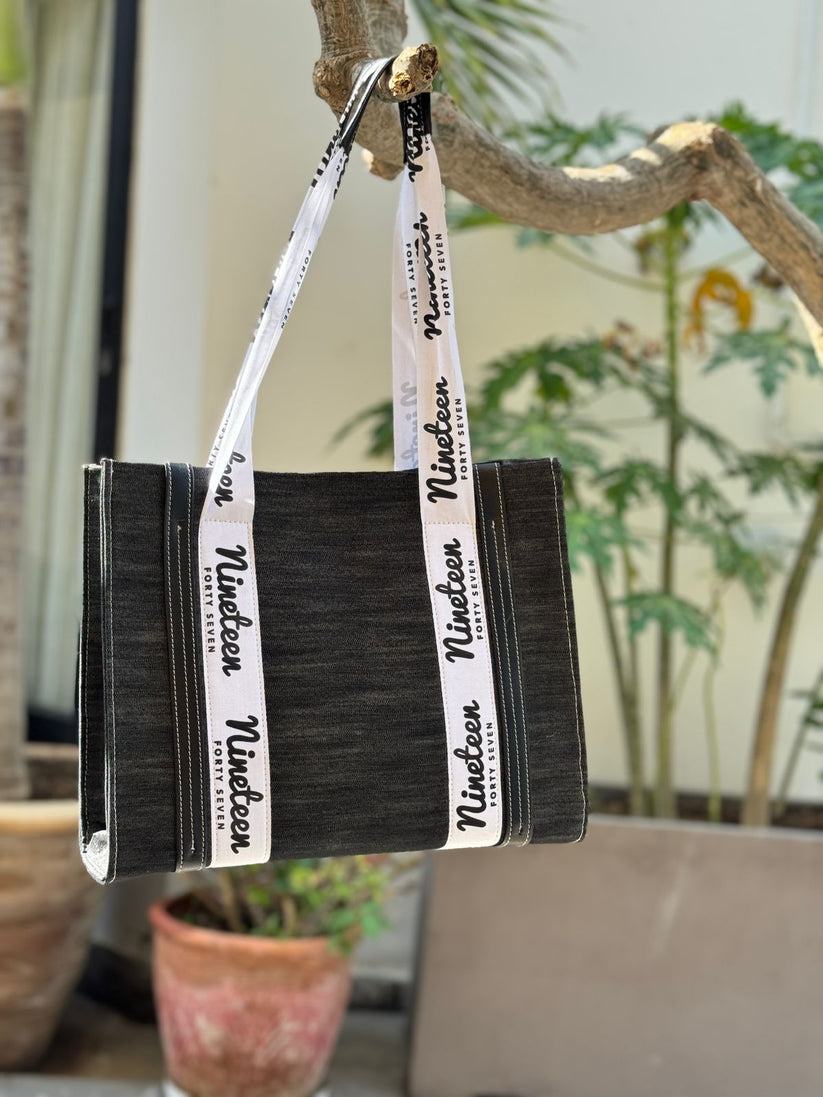 1947 Signature Denim Tote Bag in Black