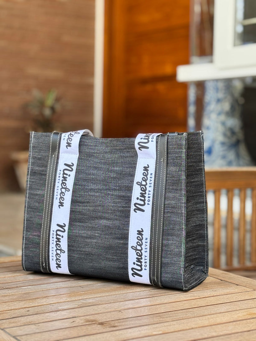 1947 Signature Denim Tote Bag in Black
