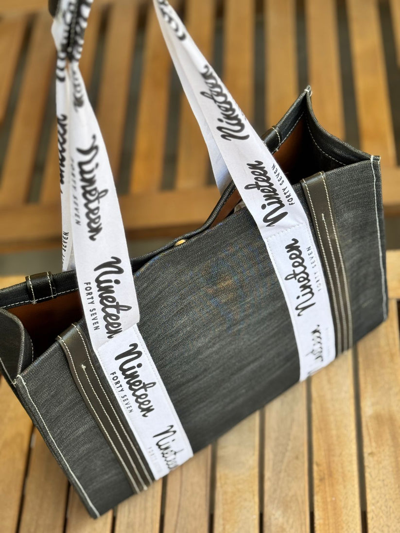 1947 Signature Denim Tote Bag in Black