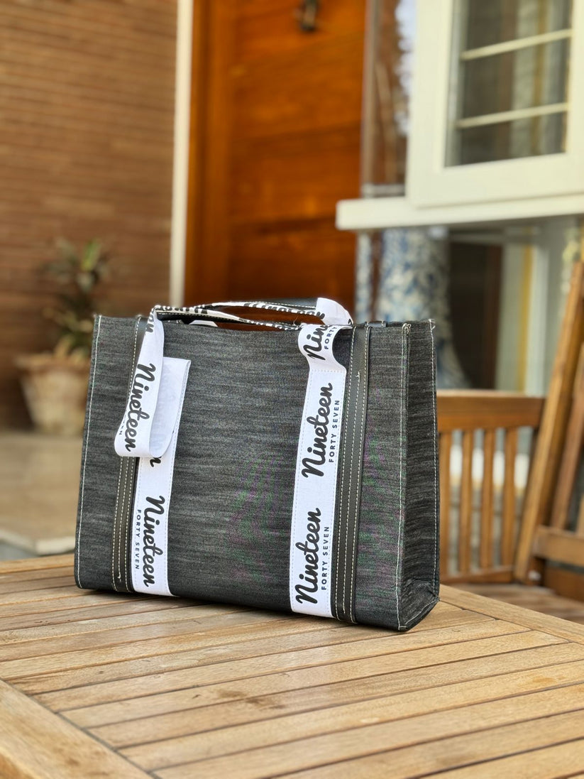 1947 Signature Denim Tote Bag in Black