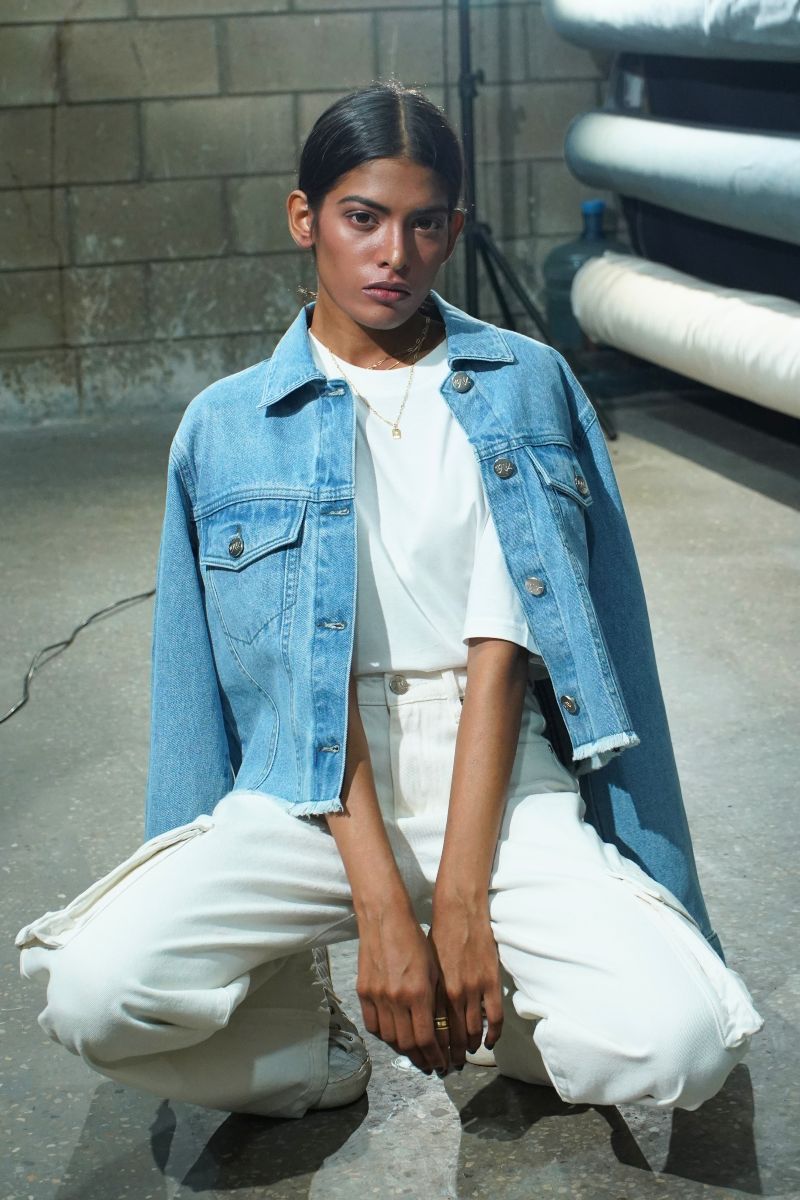 Ice Blue Cropped Jacket Women 
