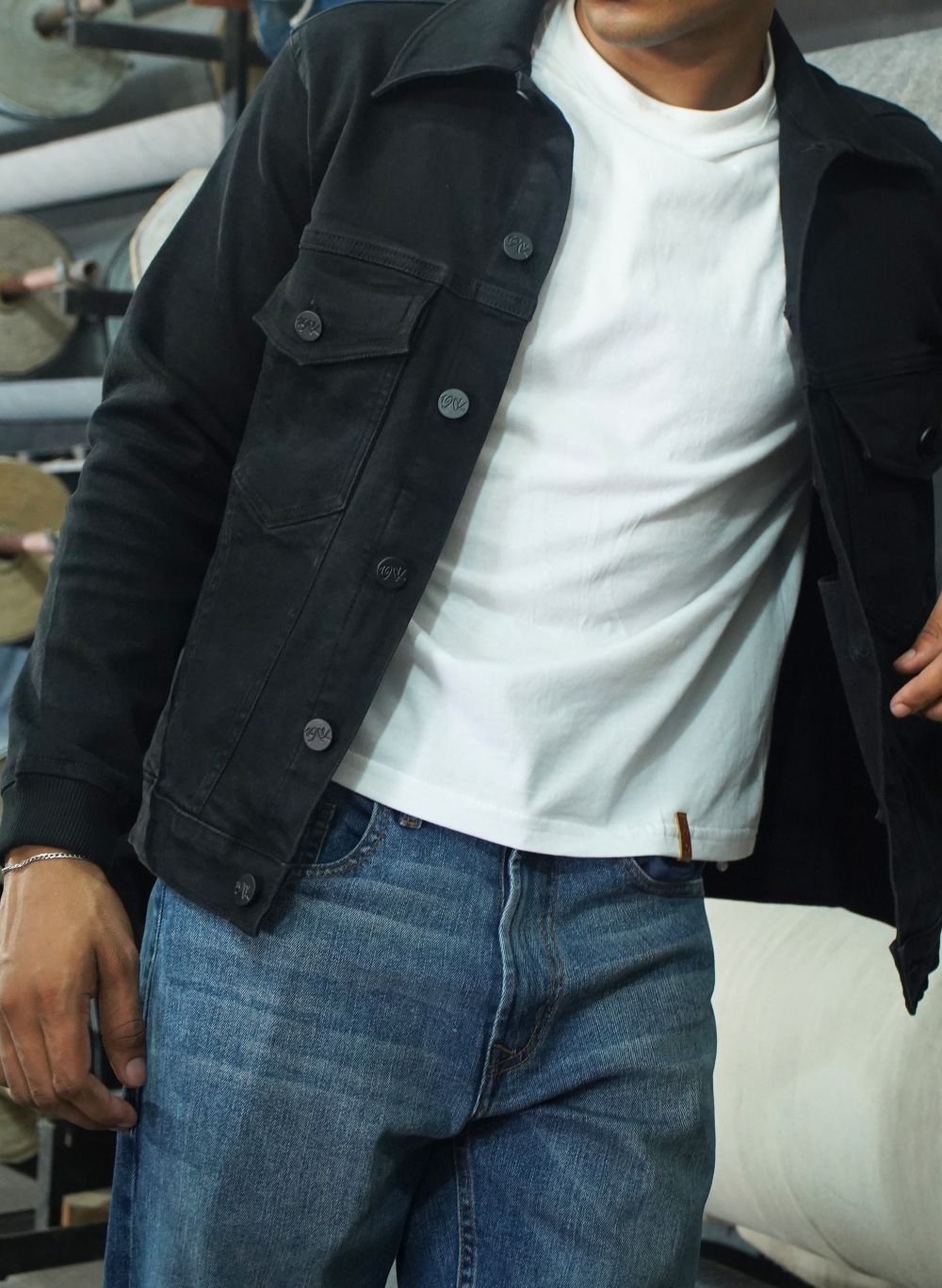 Black Button Down Jacket-Him 