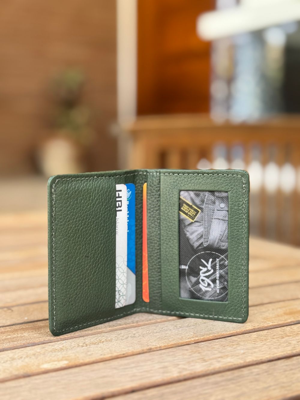 Green Leather Compact Cardholder  wallet with compact and smart design by 1947 Clothing