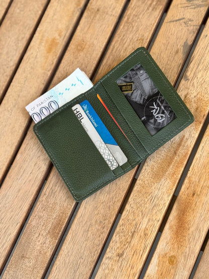 Green Leather Compact Cardholder  wallet with compact and smart design by 1947 Clothing