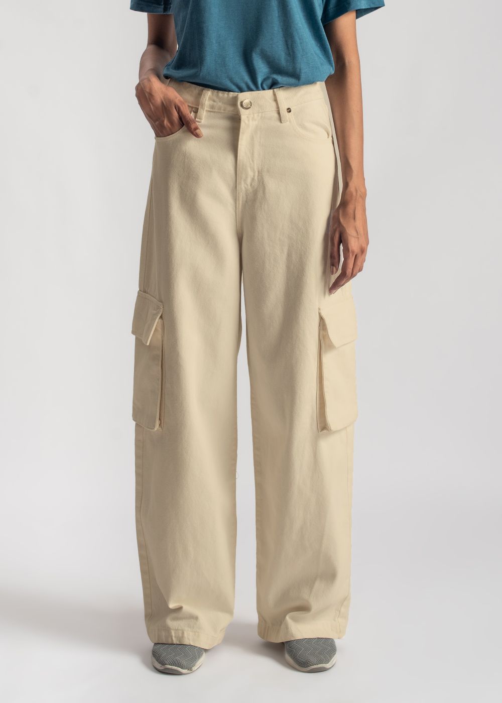 Beige Skater Cargo Jeans