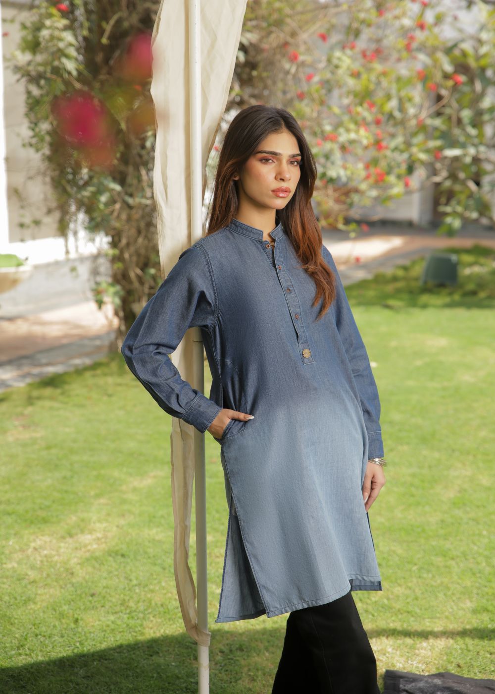 Ladies Denim Kurta in Blue 