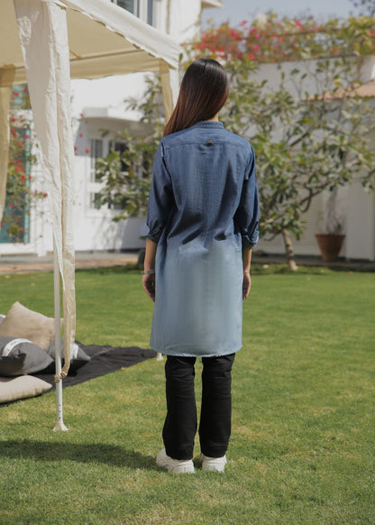 Ladies Denim Kurta in Blue 