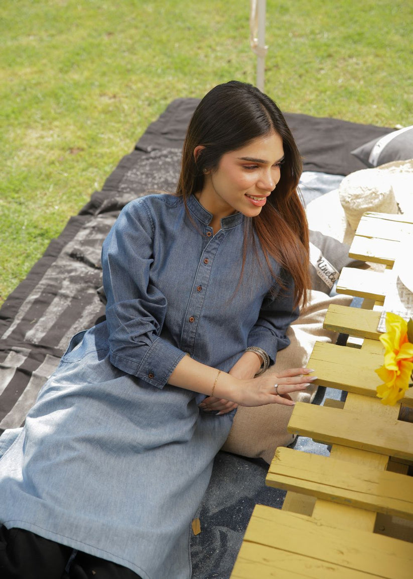 Ladies Denim Kurta in Blue 
