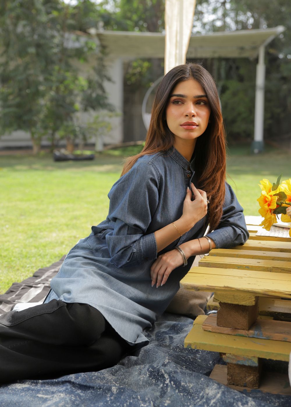 Ladies Denim Kurta in Blue 