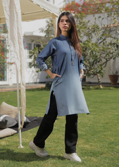 Ladies Denim Kurta in Blue 