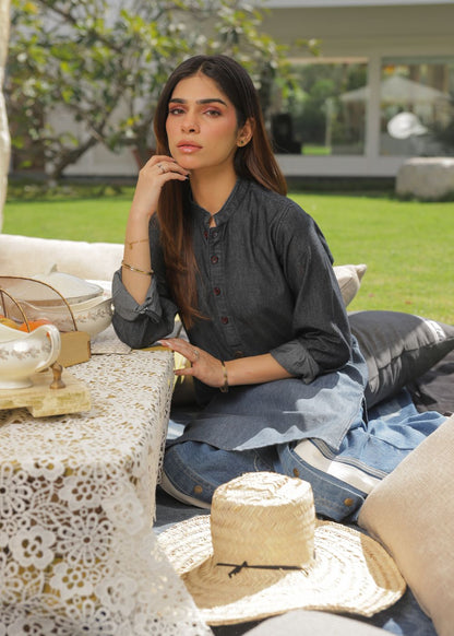 Women's Balayage Charcoal Kurta 
