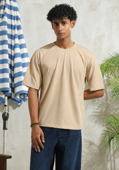 Beige Drop Shoulder Tshirt