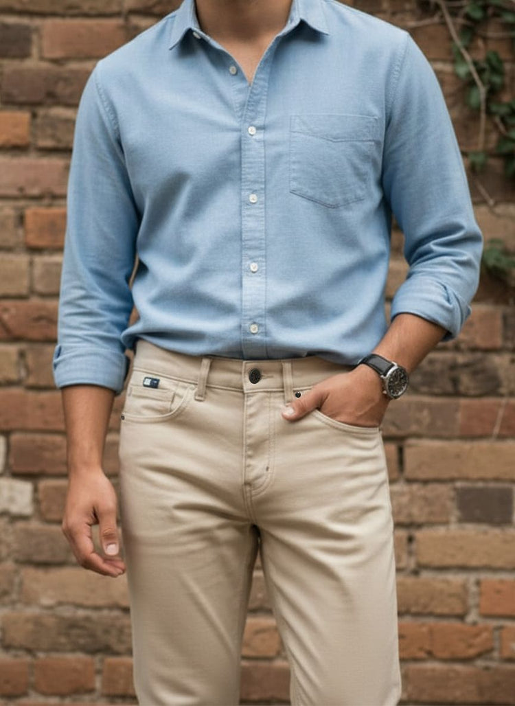 Beige Straight Fit Jeans