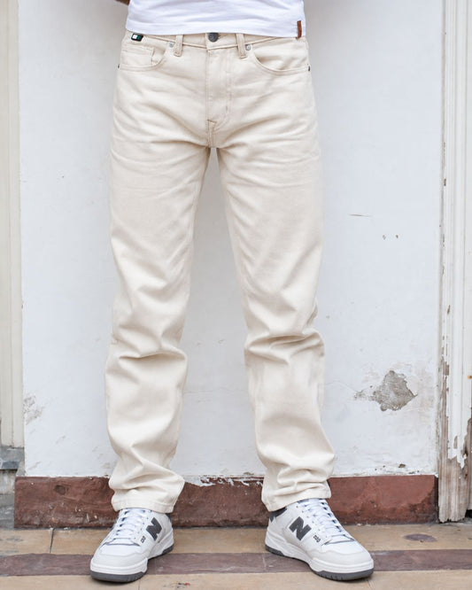 Beige Straight Fit Jeans 