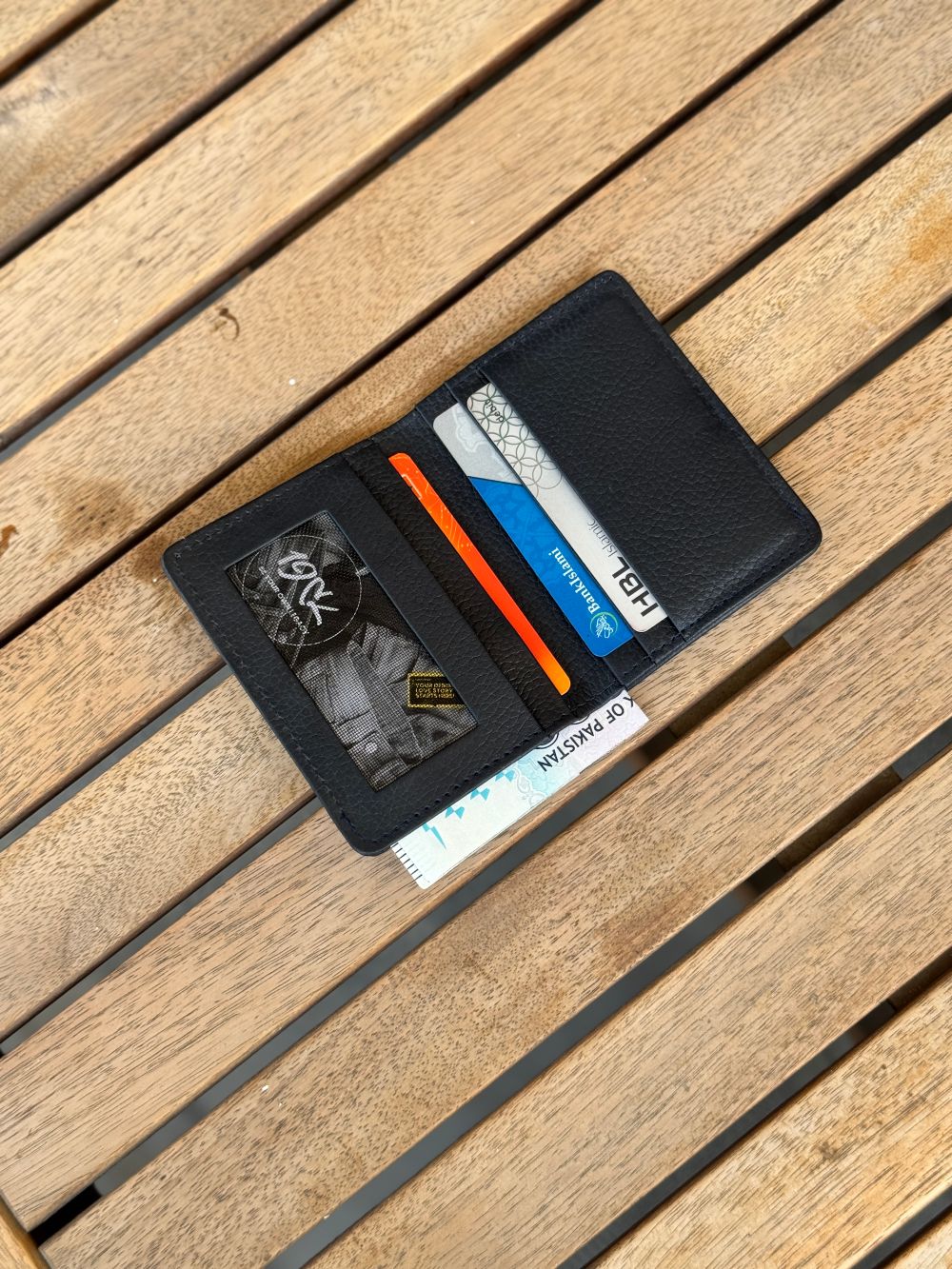 Black Leather Compact Cardholder  wallet with compact and smart design by 1947 Clothing