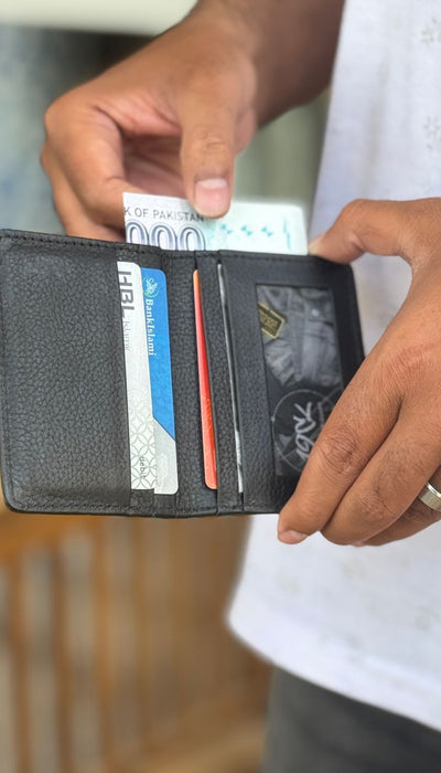 Black Leather Compact Cardholder  wallet with compact and smart design by 1947 Clothing