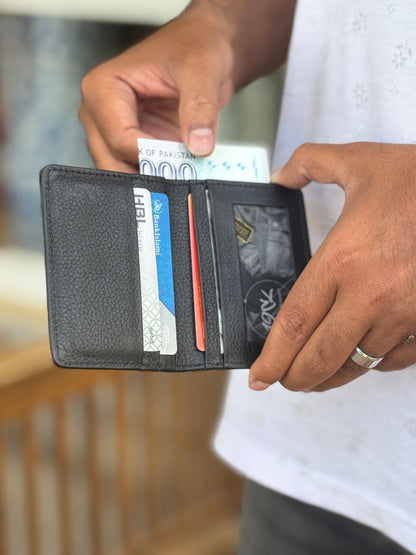 Black Leather Compact Cardholder  wallet with compact and smart design by 1947 Clothing