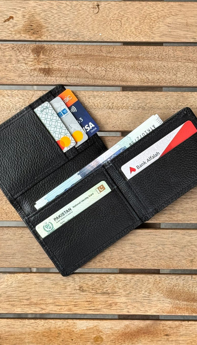 Black Leather Wallet with Spacious and compact Design by 1947 Clothing
