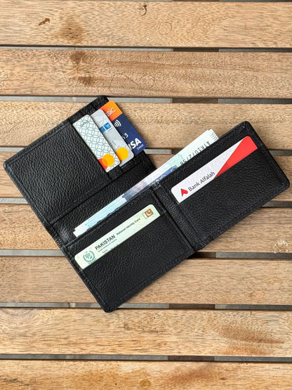 Black Leather Wallet with Spacious and compact Design by 1947 Clothing