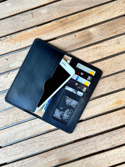 Black Long Wallet with Spacious Design and can be used as a Phone Holder by 1947 Clothing
