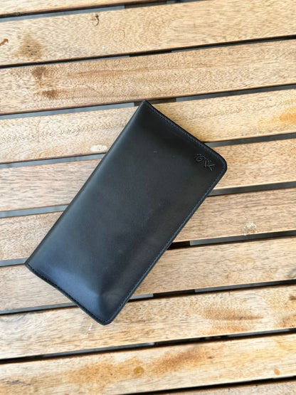 Black Long Wallet with Spacious Design and can be used as a Phone Holder by 1947 Clothing
