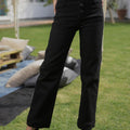 Black Wide Leg Button Jeans