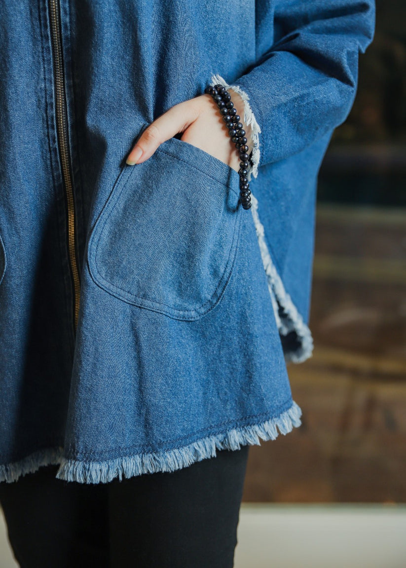 Women's Denim Poncho in Blue