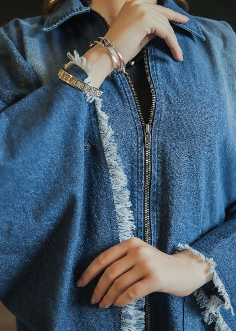 Women's Denim Poncho in Blue