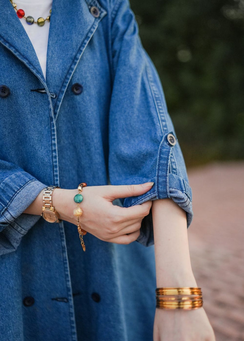 Women's Lapel Long Coat in Blue Crafted from High Quality Denim