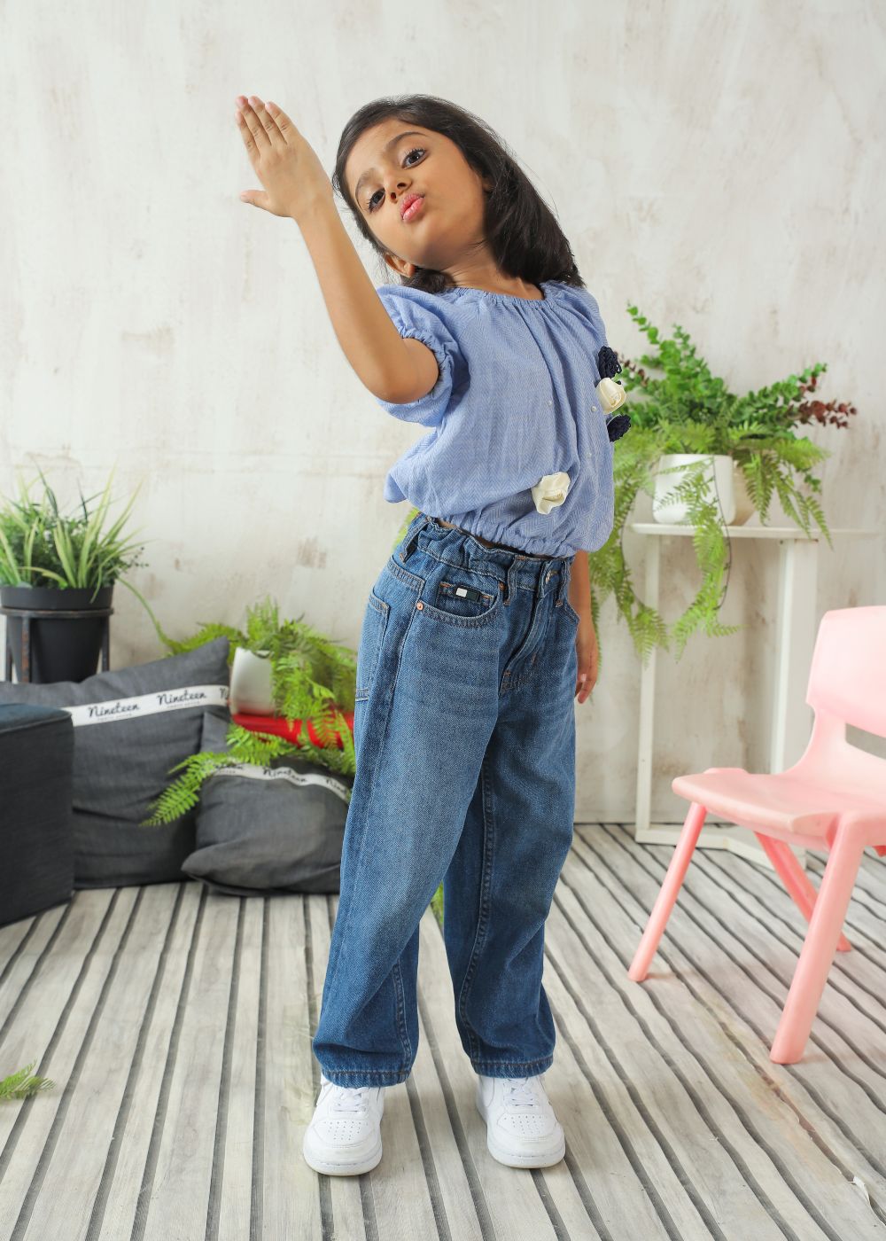 Girl's Straight Fit Jeans in Blue