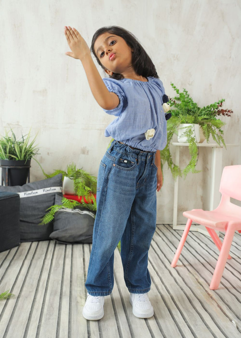 Girl's Straight Fit Jeans in Blue