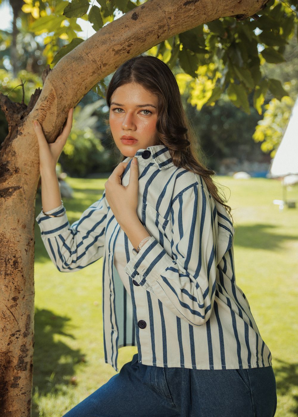 Women's Blue Stripes Over Shirt